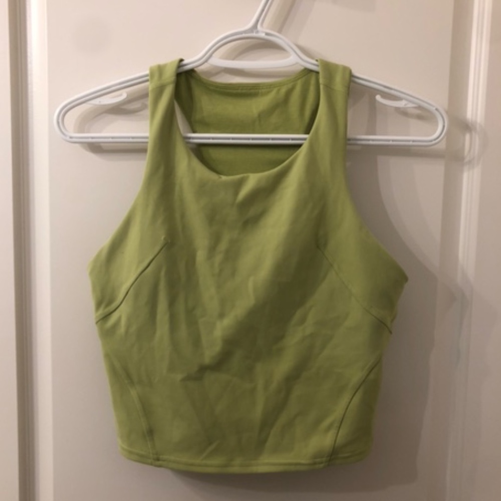 lululemon athletica Lime Green Crop Tank Top Wunder Train